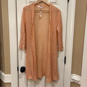 Deadstock Vintage Y2K Victoria’s Secret Cardigan Crochet Mohair Peach Pink M/L